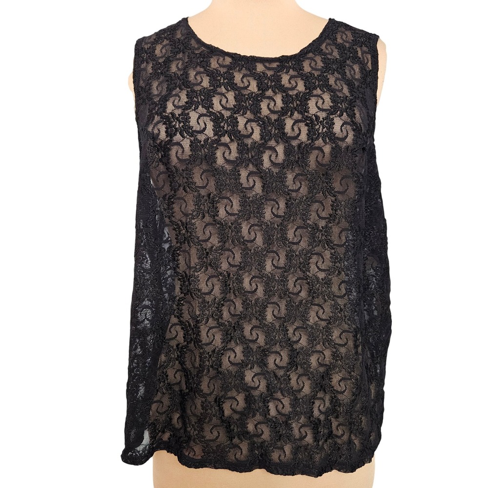 New Lane Bryant Intimates Black Sheer Floral Lace Tank Top Sleeveless 26/28 USA